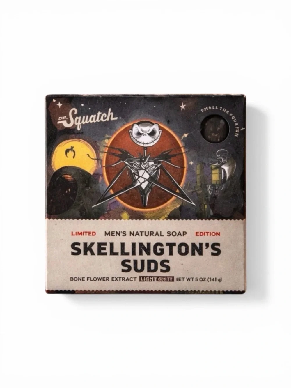Dr. Squatch Skellington's Suds Men's Natural Soap - Black & Cream- NEW